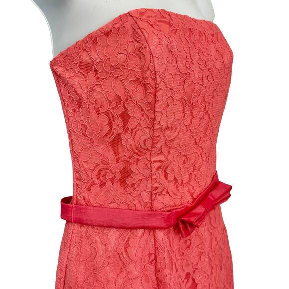 Vintage Jessica McClintock Pink Floral Lace Strapless Mermaid Maxi Dress size 10 - Picture 10 of 14